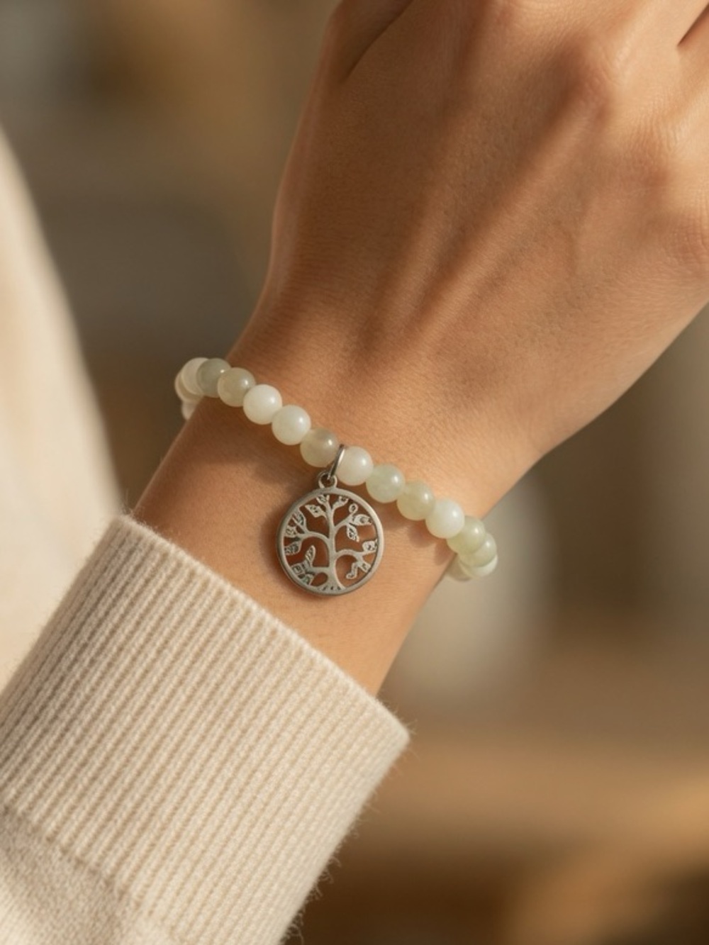 Green Aventurine Tree of Life Stretch bracelet size 4.5-5